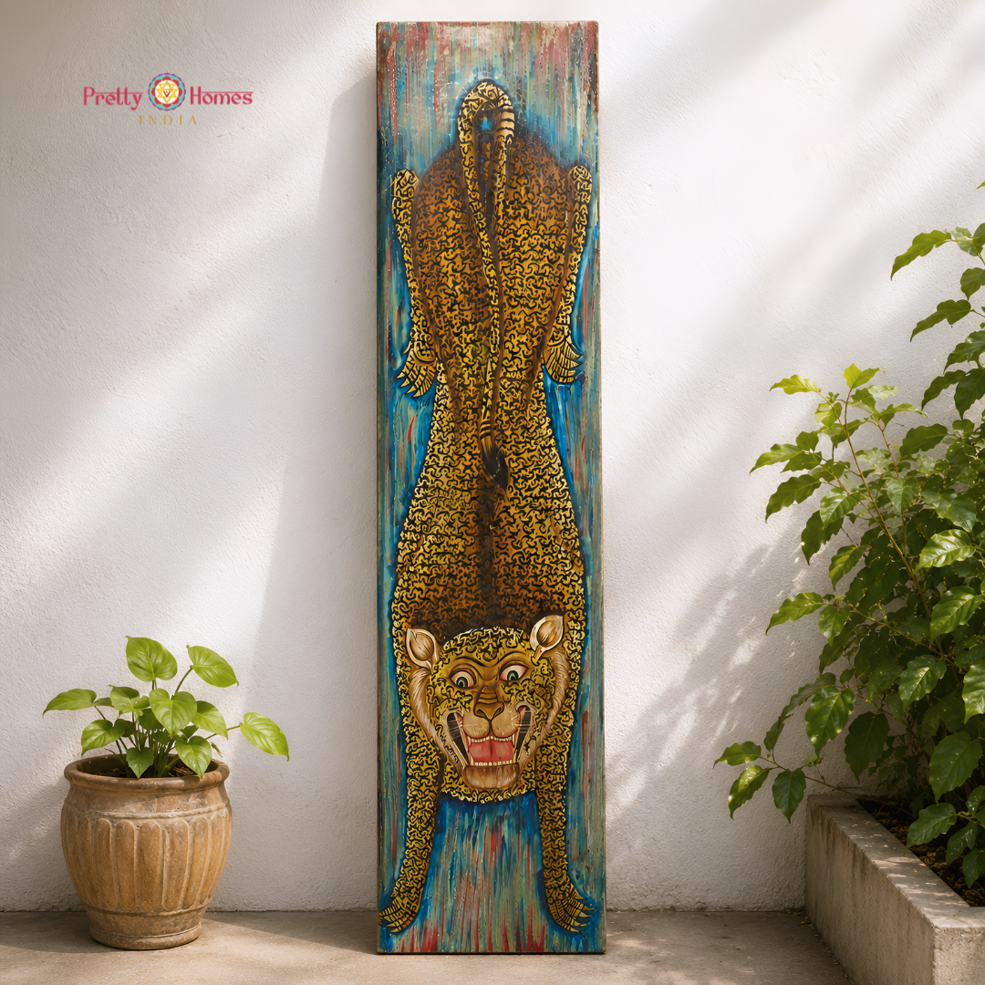 Hand-Painted Vertical Tiger Wood Panel