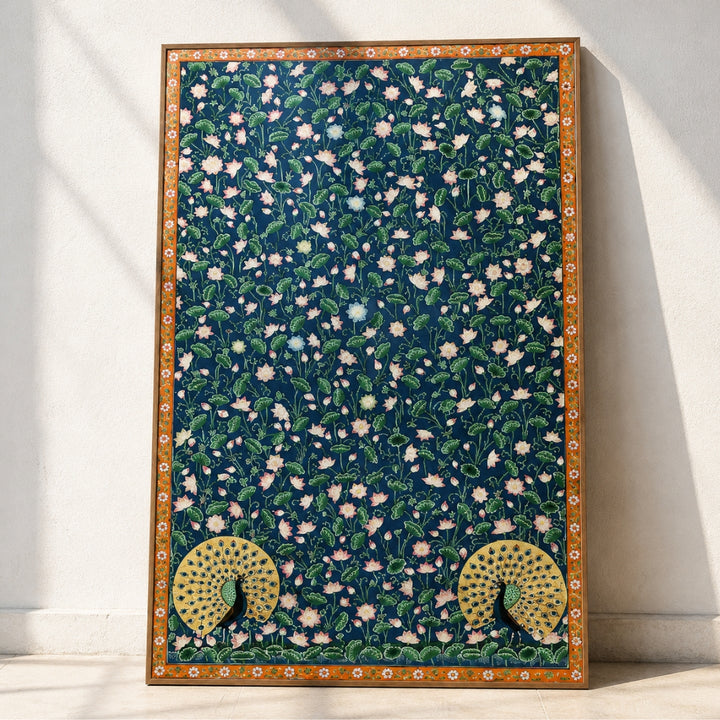 Aesthetic Kamal Talai Pichwai with Peacocks