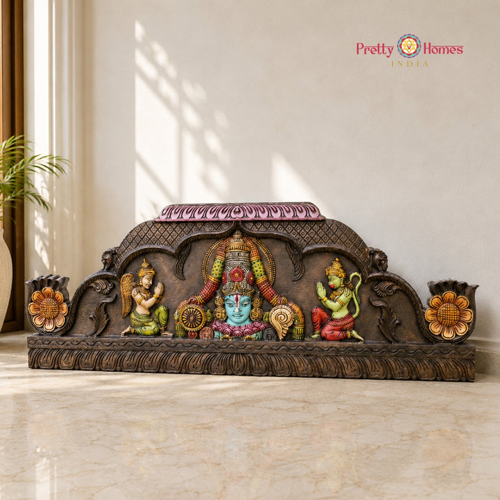 Gopuram-Style Lord Balaji Face Panel with Balaji and Hanuman