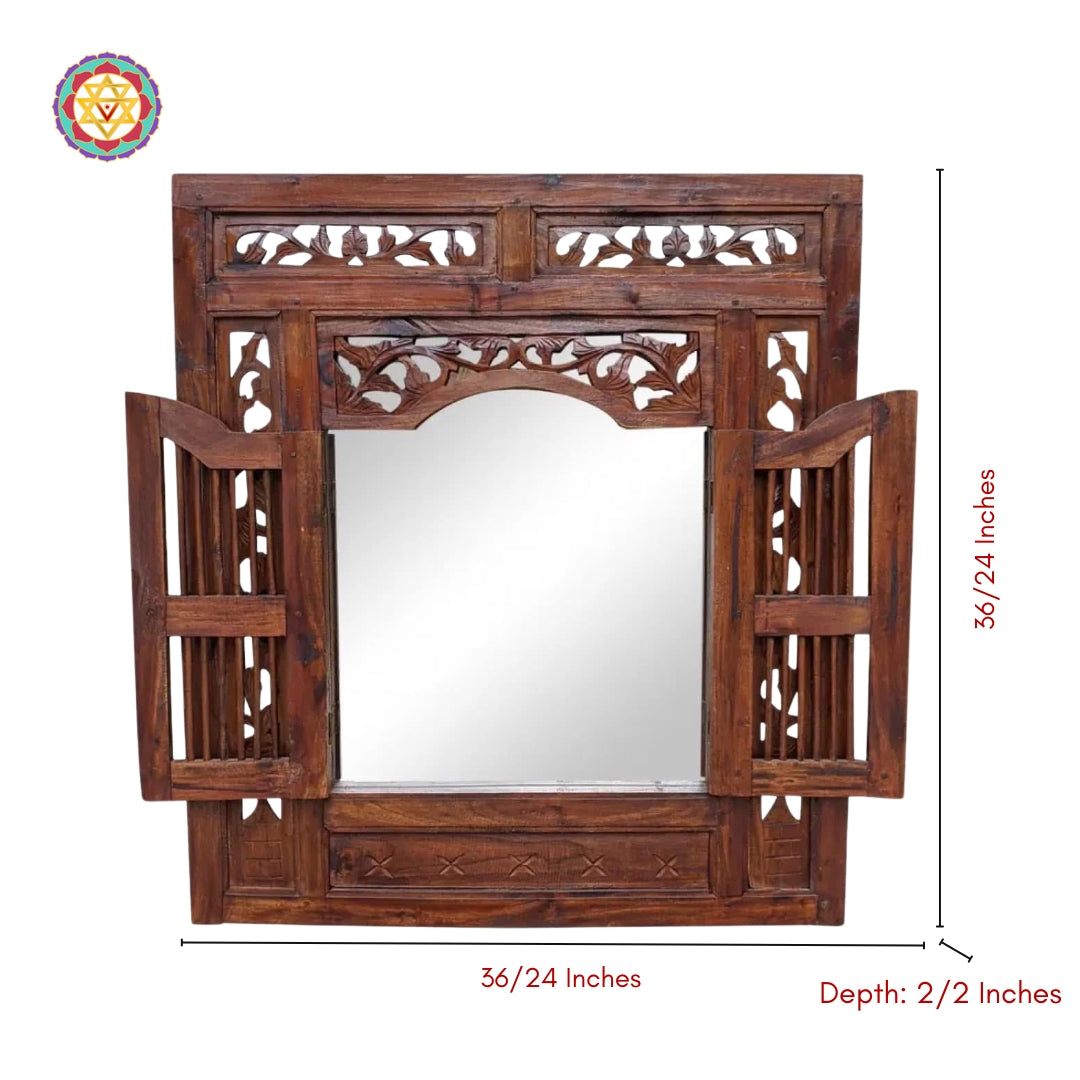 Frame with one side partially open showing handcrafted hinges