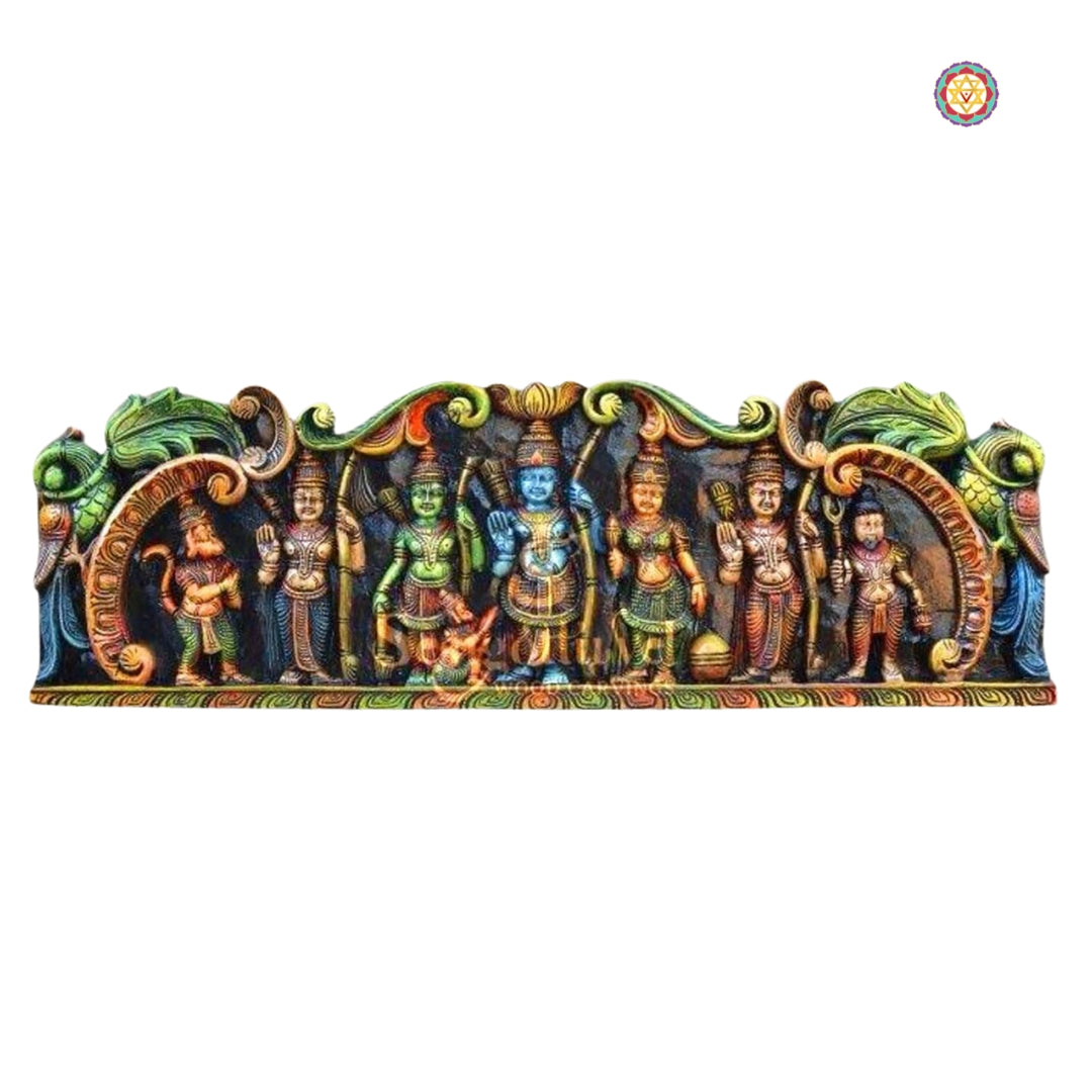 Woodcarved Horizontal Ramayana themed Panel