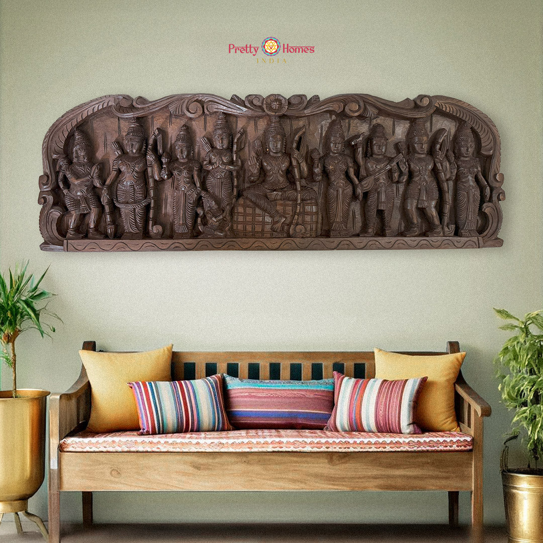 Handpainted Kerala mural decorative plate showcasing Tripura Sundari with intricate patterns