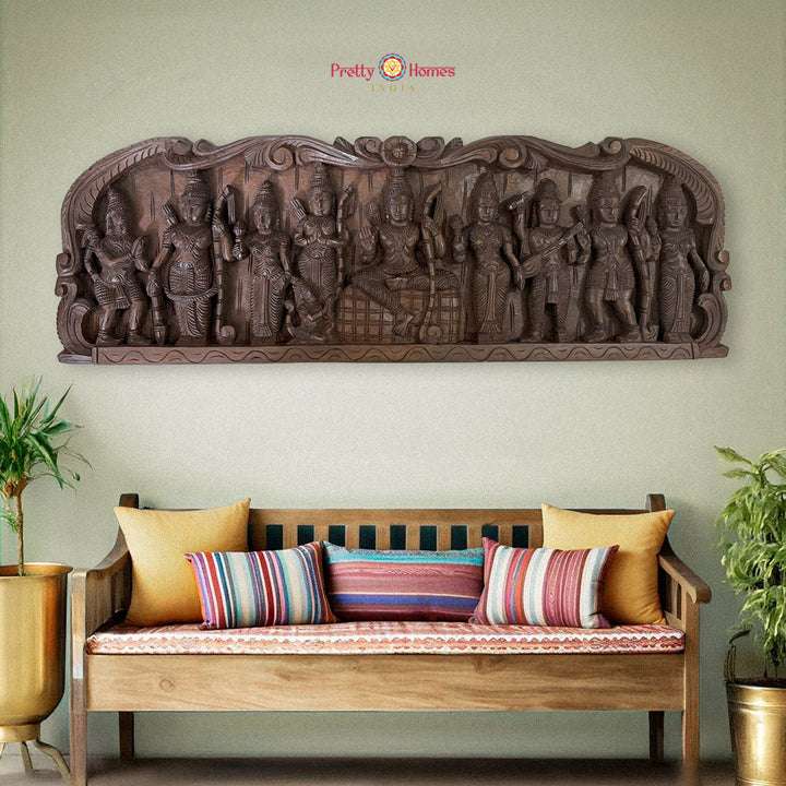 Horizontal Sacred Ramayan Panel – Handcrafted with Lord Rama and Mythological Gods