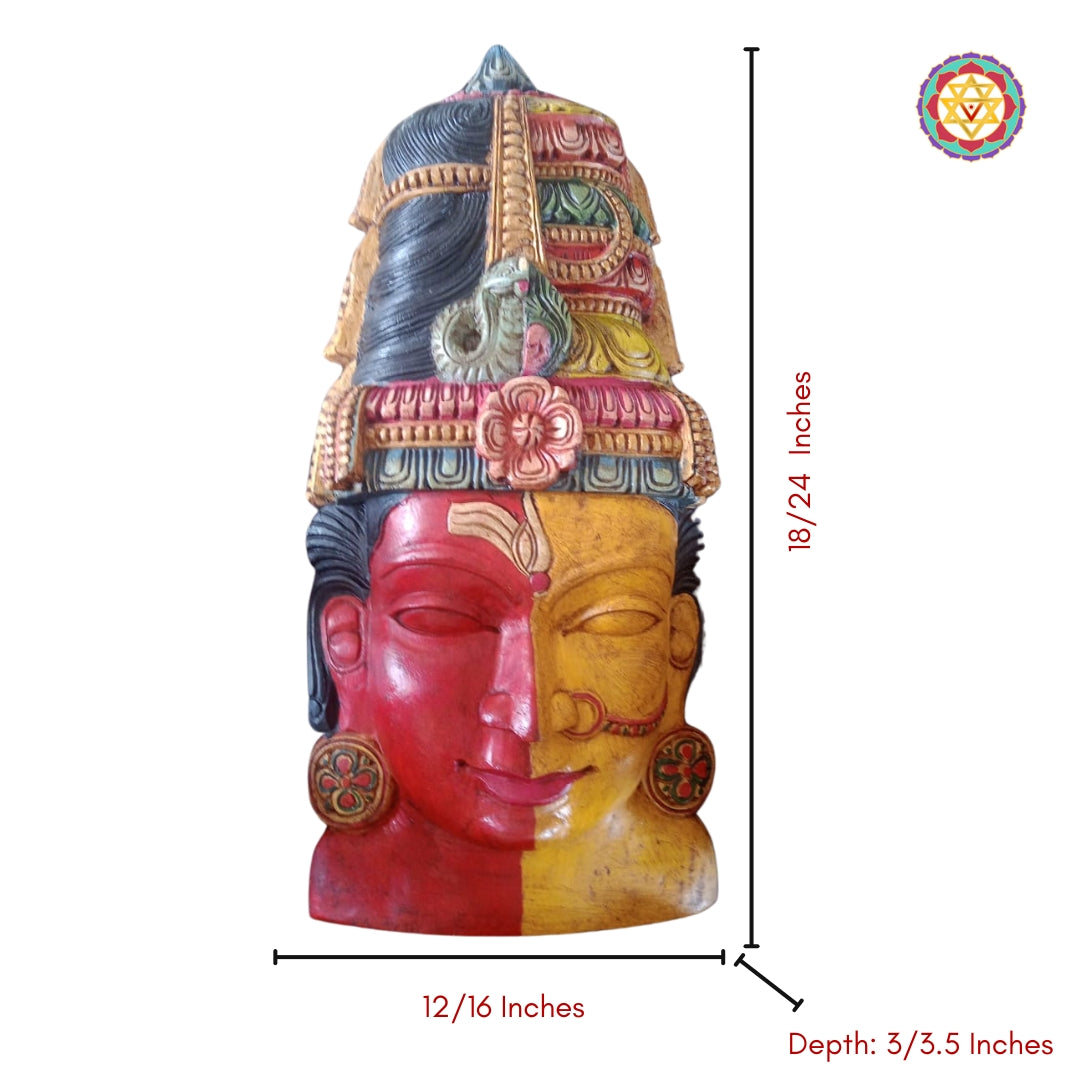 Shop handcrafted wooden Ardhanarishwar mask wall decor