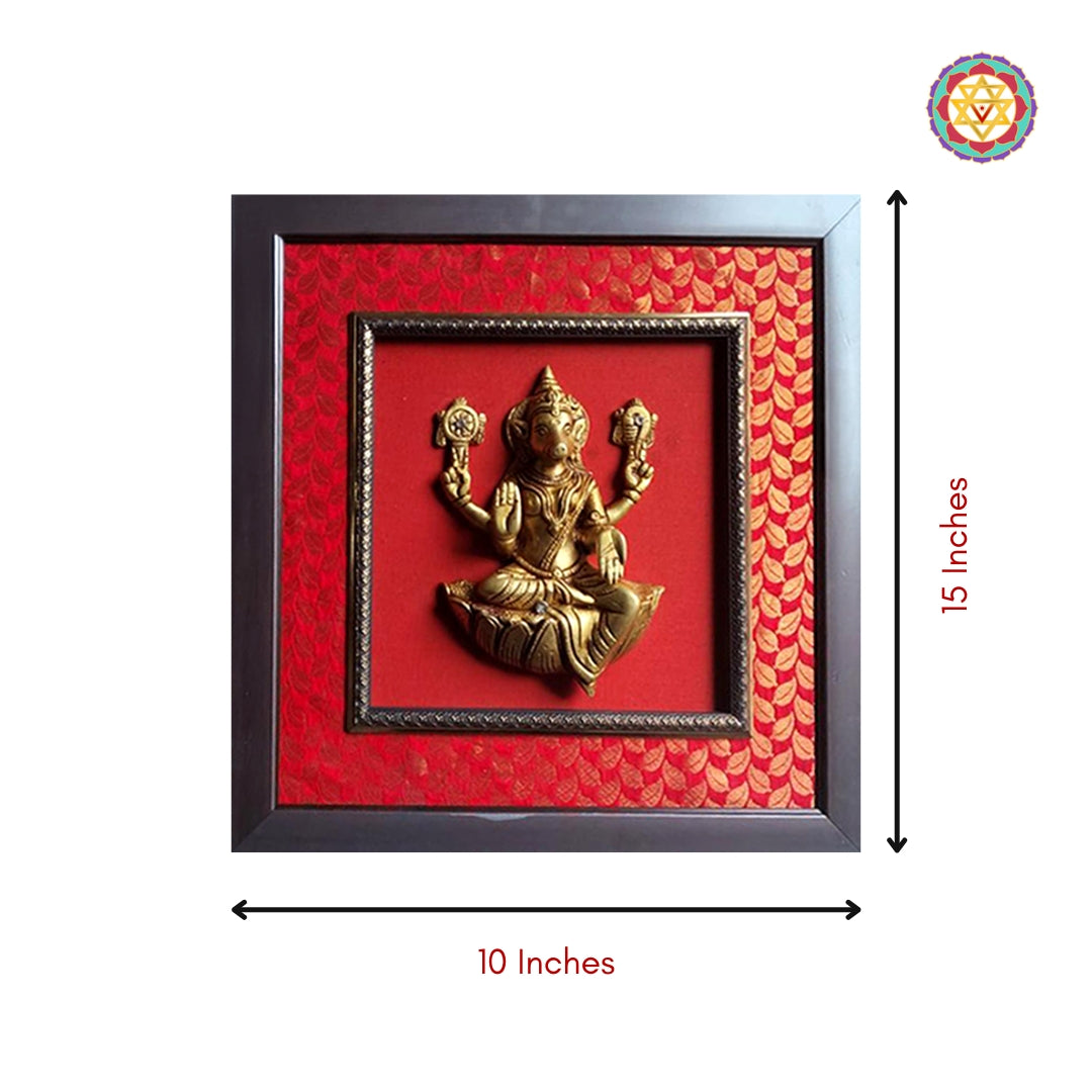 Traditional Indian brass Varaha wall art for pooja decor