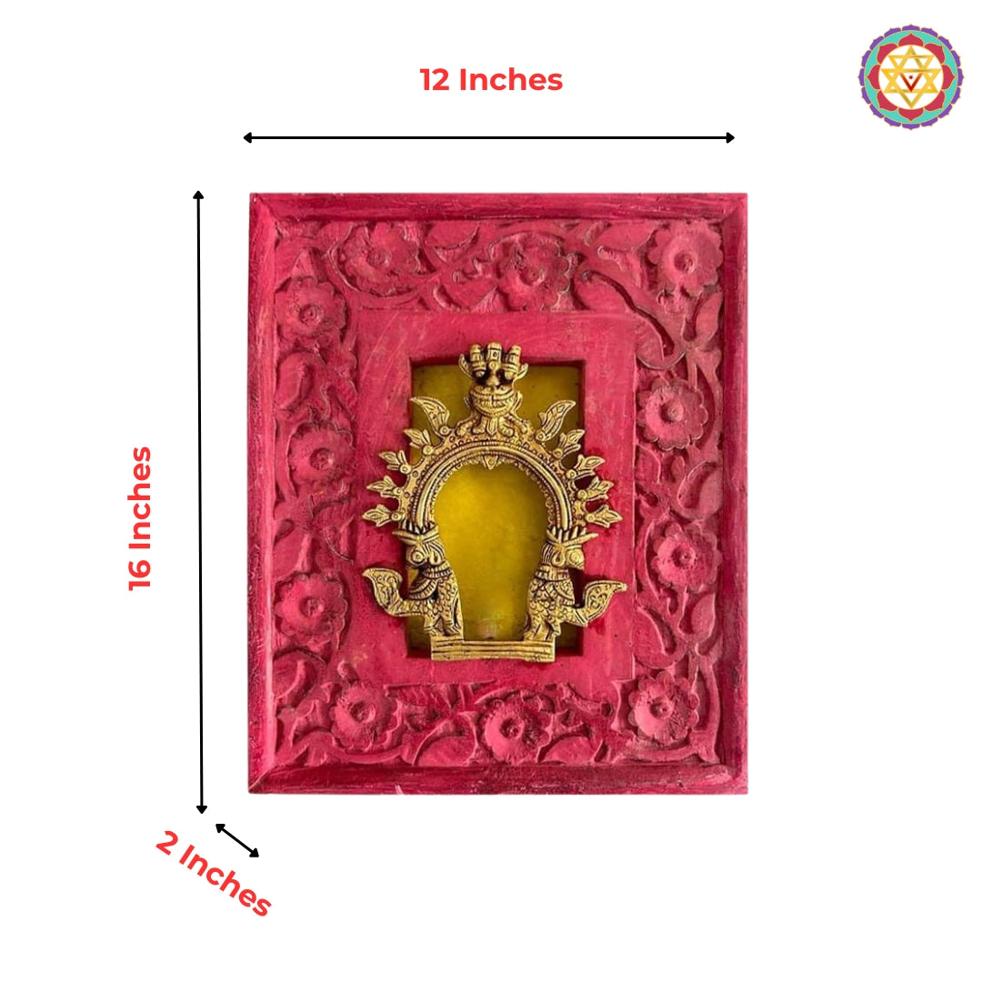 Hand-embossed brass tree of life panel — cow and calf divine wall frame