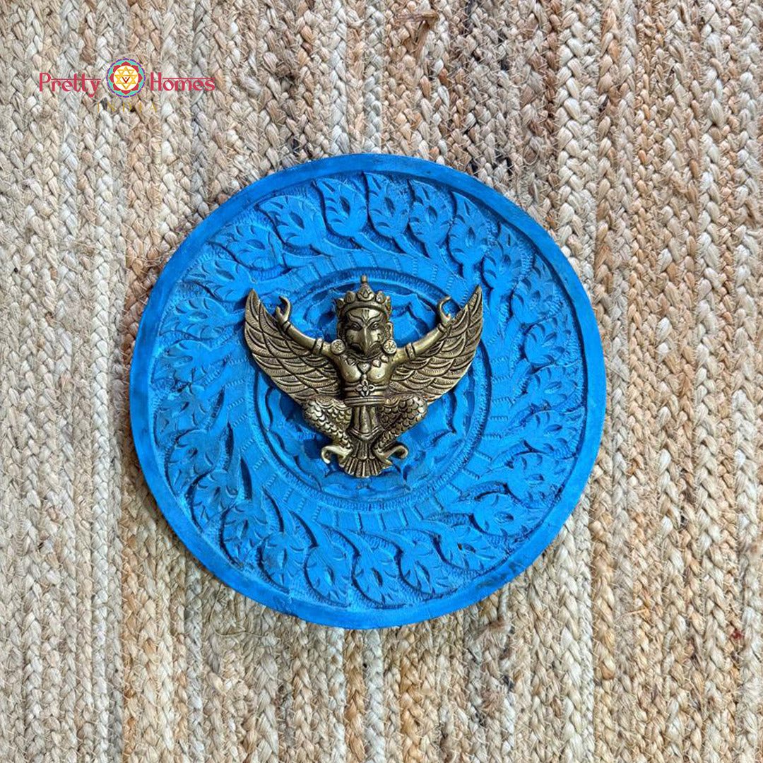 Woodcarved Brass Garuda Wall Frame - Pretty Homes India