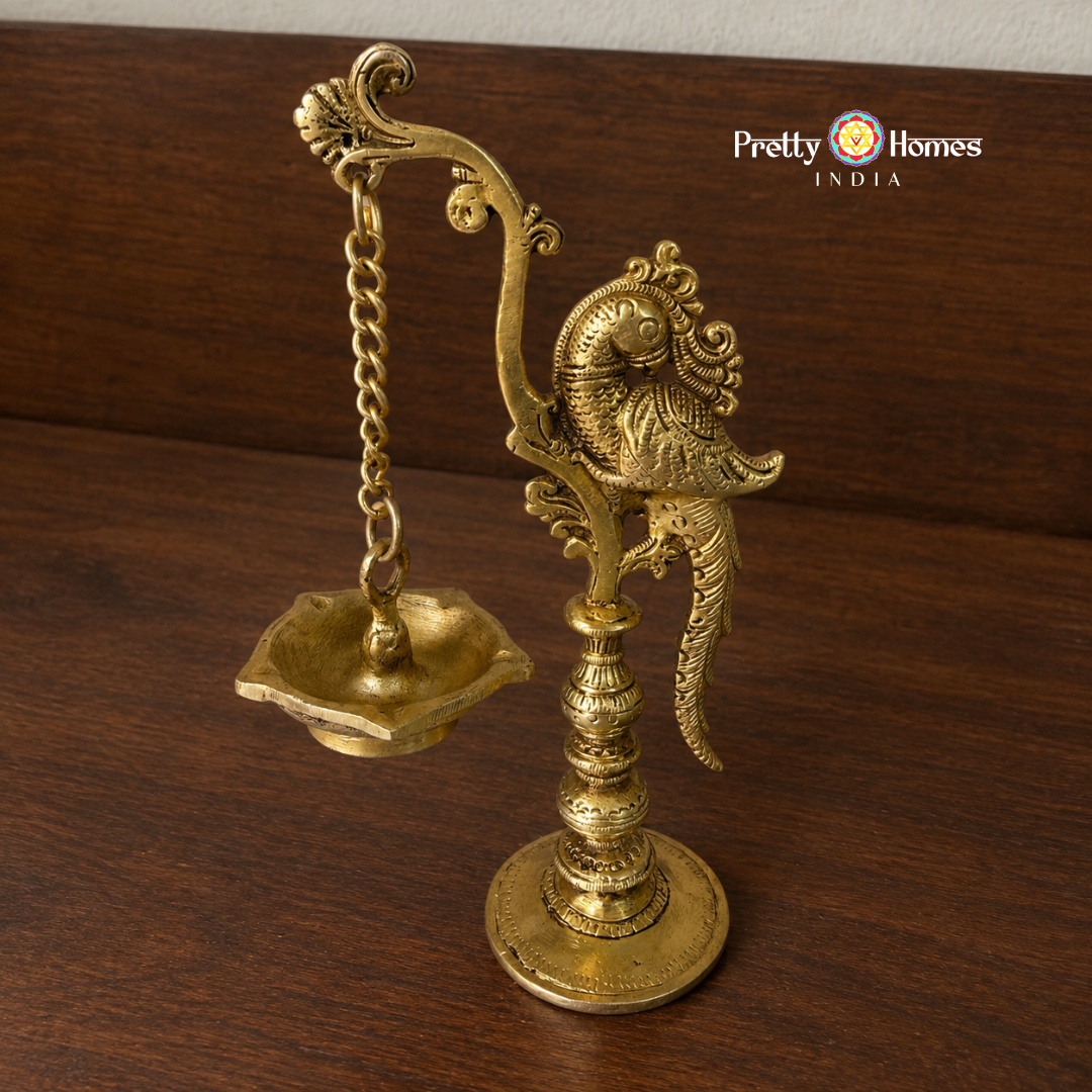 Brass Peacock Hanging Deepak