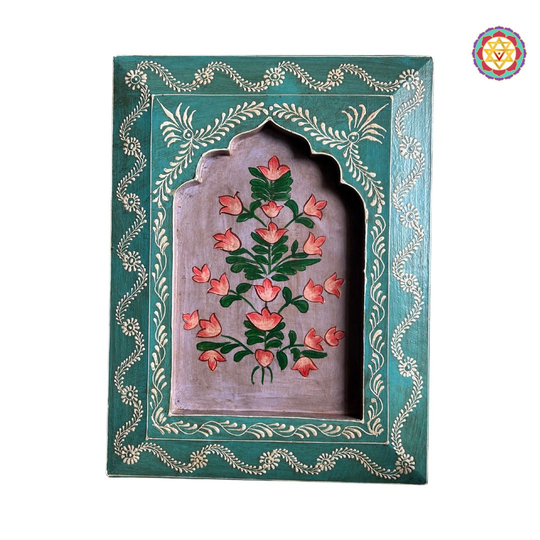 hand painted wooden frame rich colours traditional style
