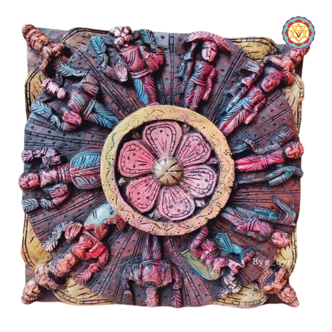 Detail of central Vishnu figure in wall hanging
