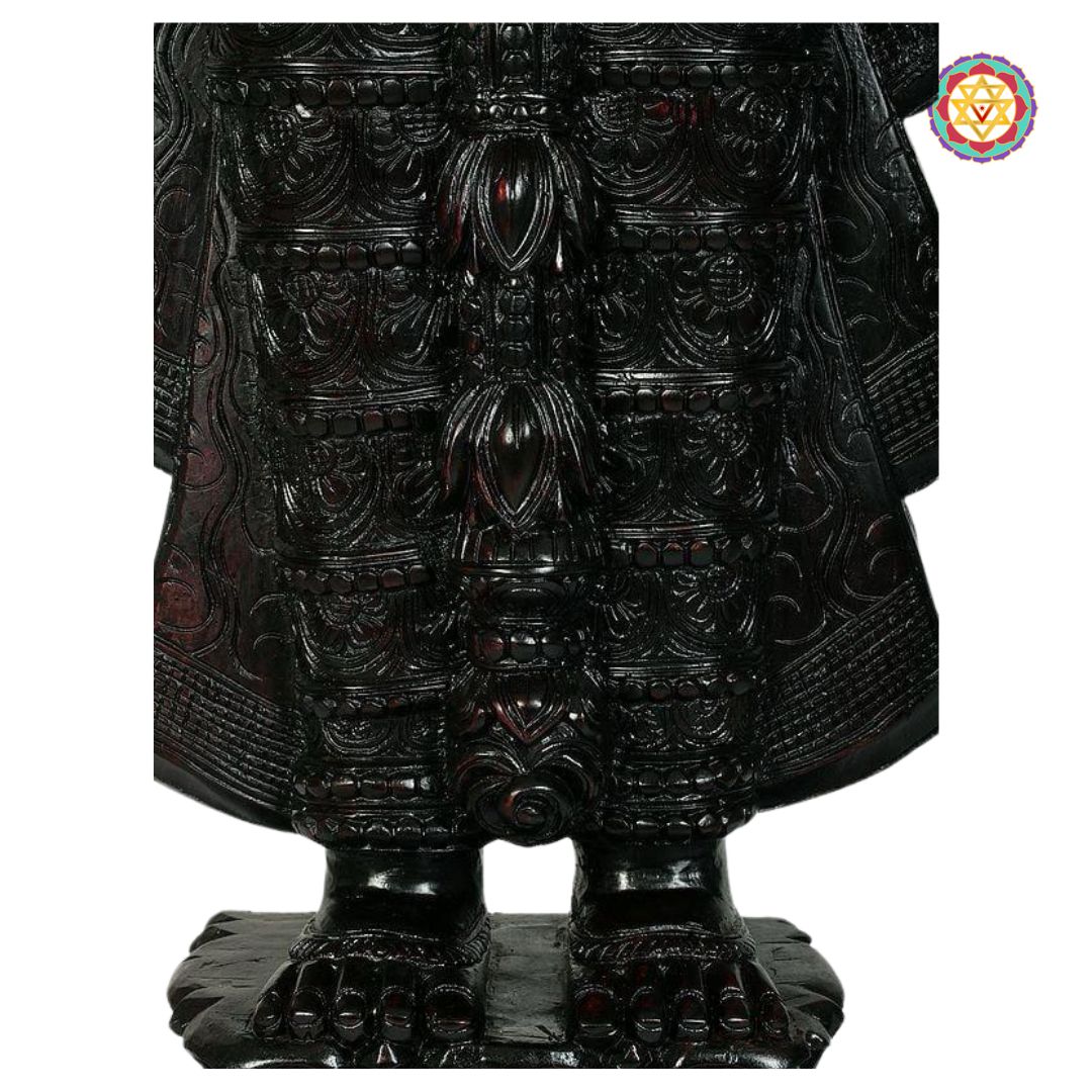 wood carved tirupati balaji sculpture with smooth texture