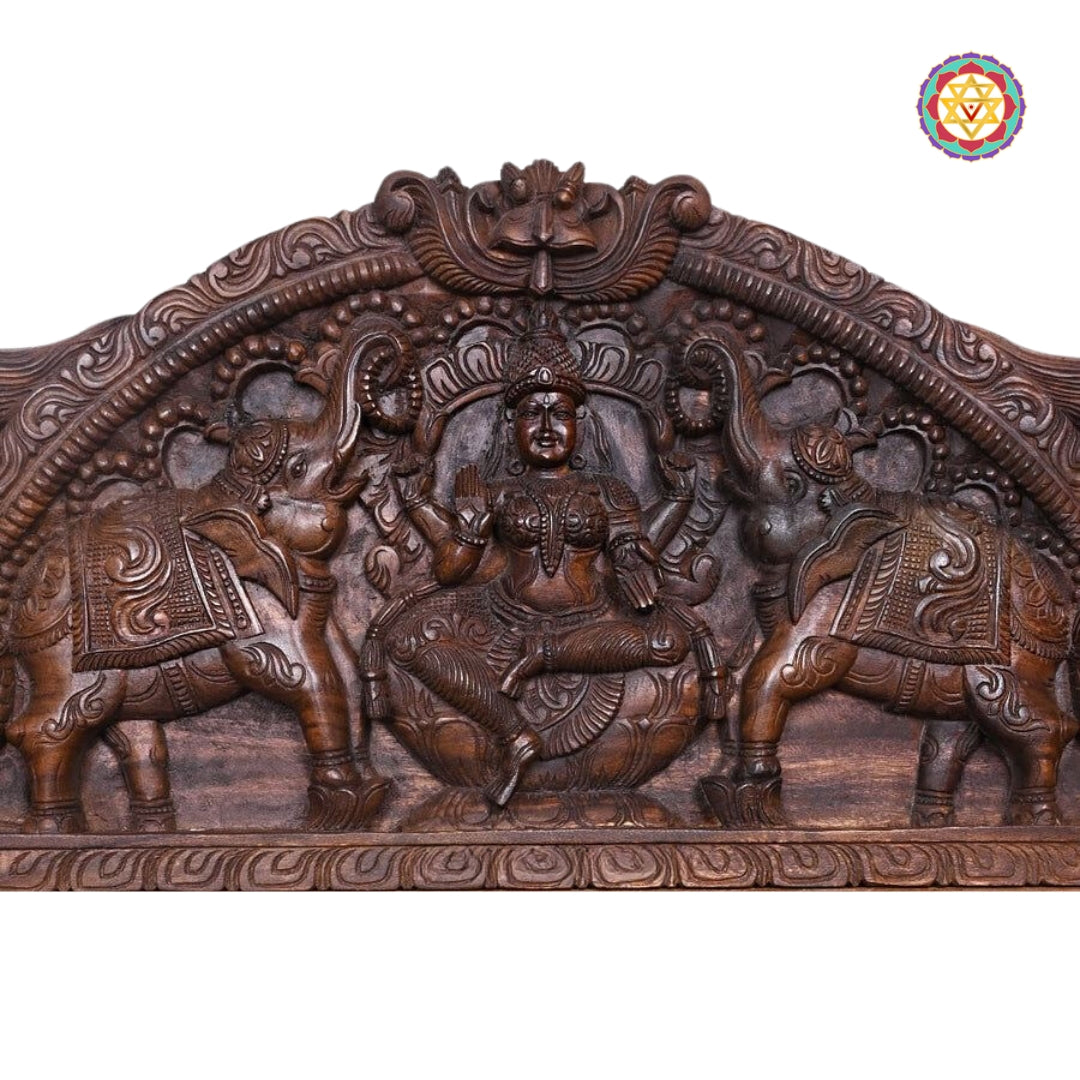 Gajalakshmi wooden wall panel