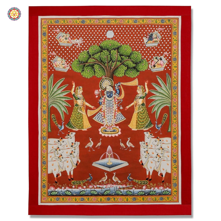 Pichwai: Shrinathji with cows and Gopikas