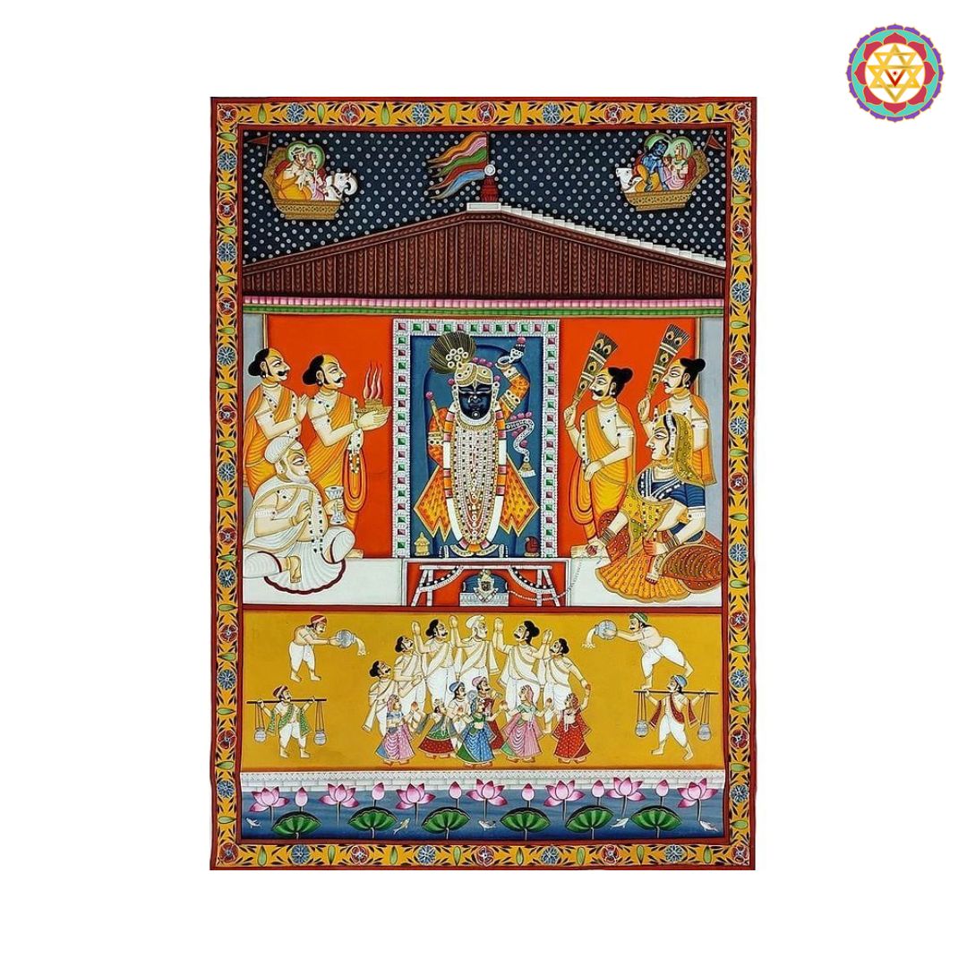 shrinathji rajbhog pichwai alternate angle highlighting intricate handpainting