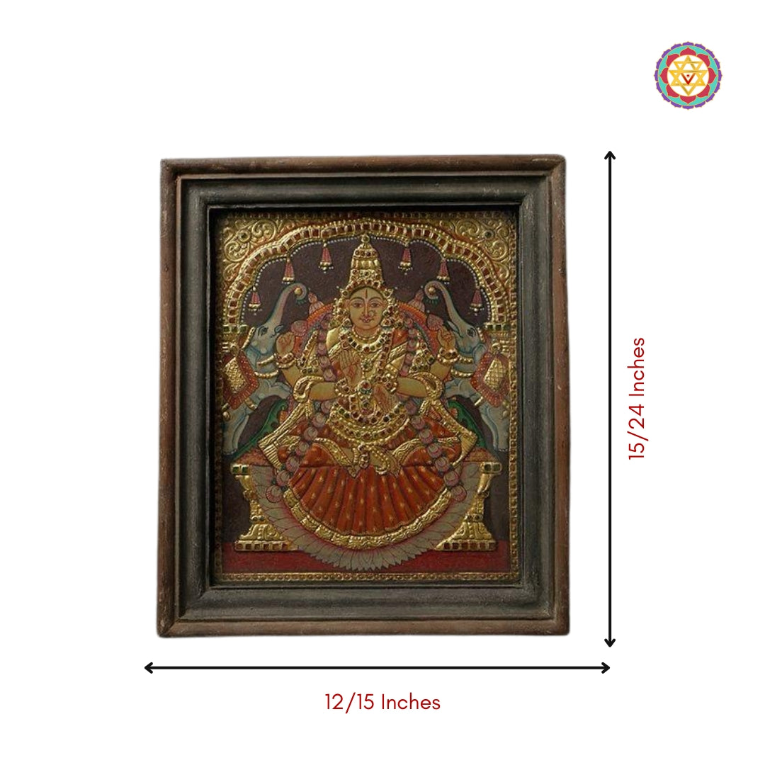 Full view of framed Gajalakshmi painting 

