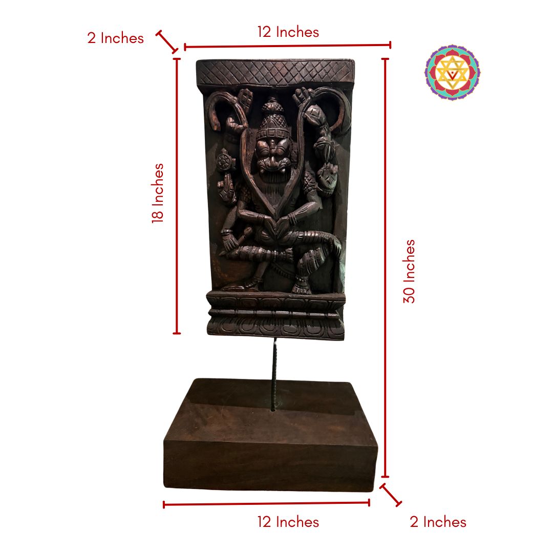 Close-up detailing of Yali and Narasimha carved features