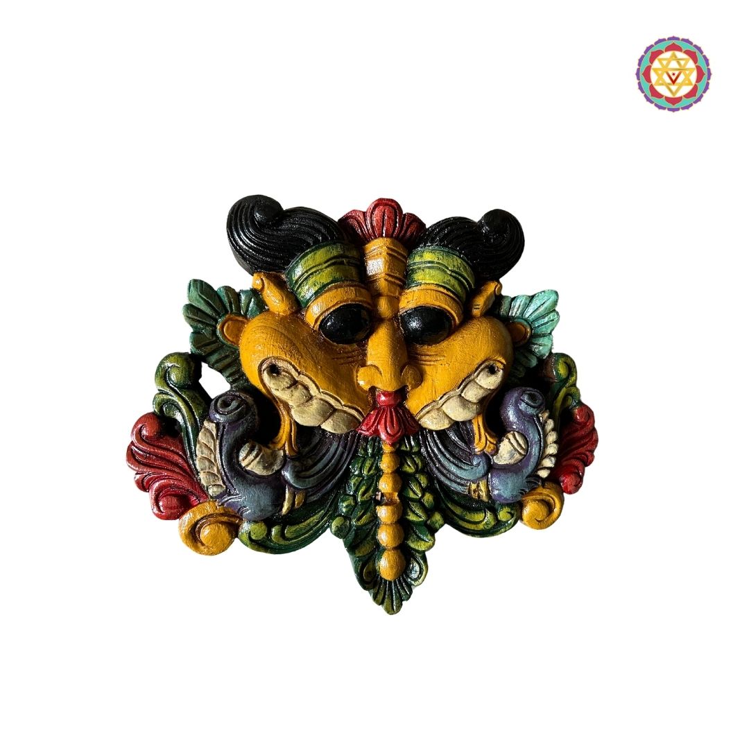 Intricate Yali wooden mask wall decor for home
