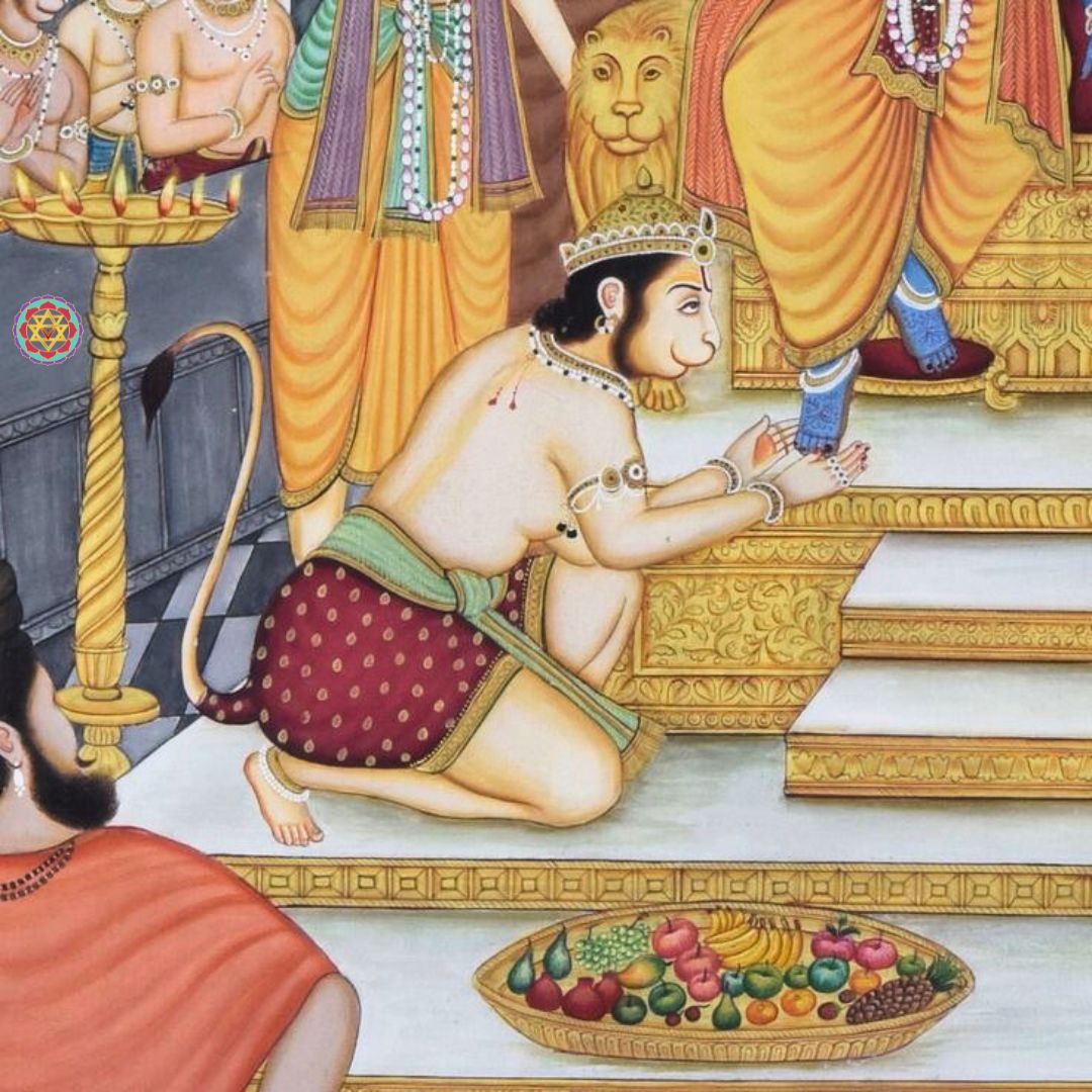 ram darbar pichwai painting showing divine coronation ceremony