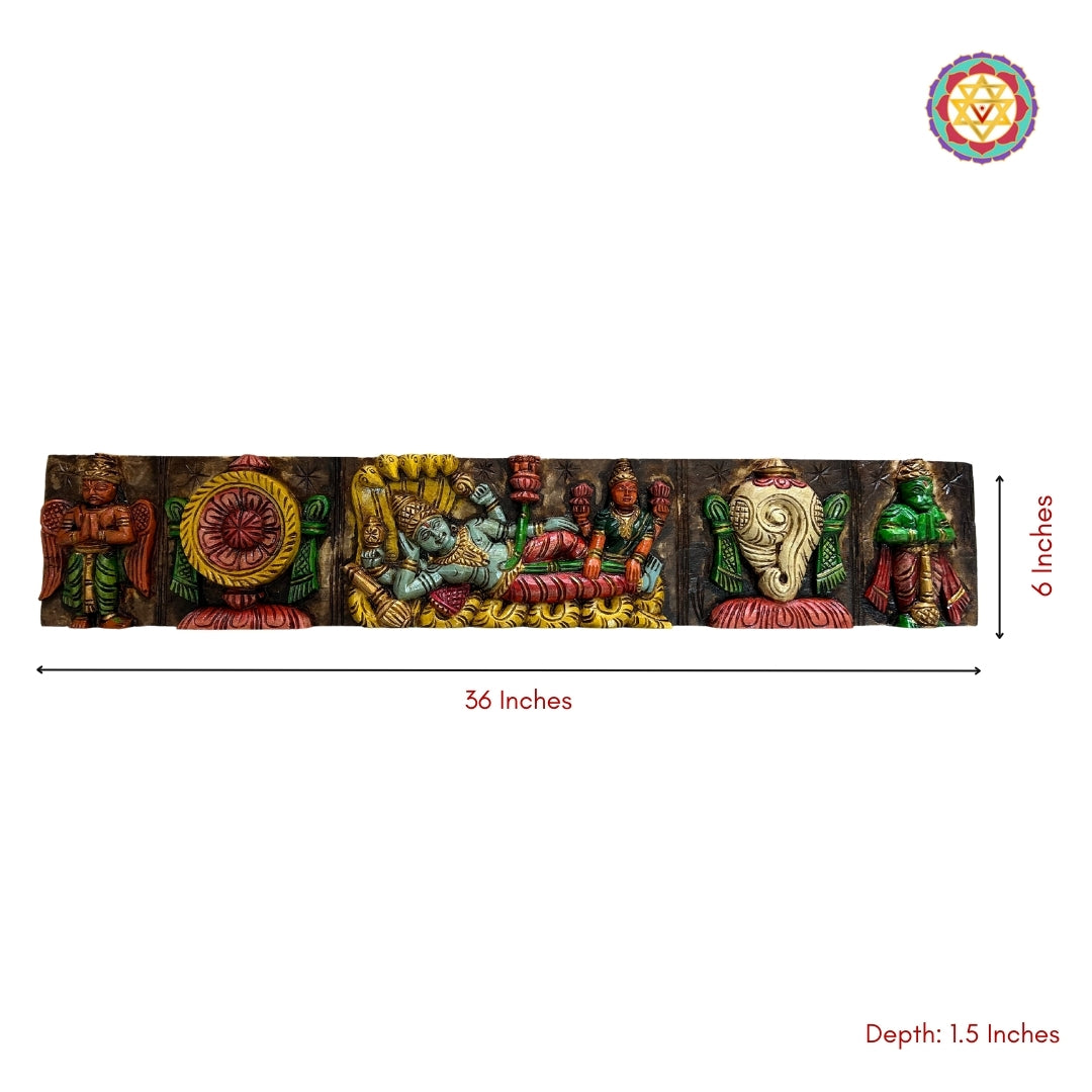 Chettinad/Tamilnadu style Wooden Wall  Tirupati Balaji Wall Panels with Sleeping Vishnu .Wall Hanging