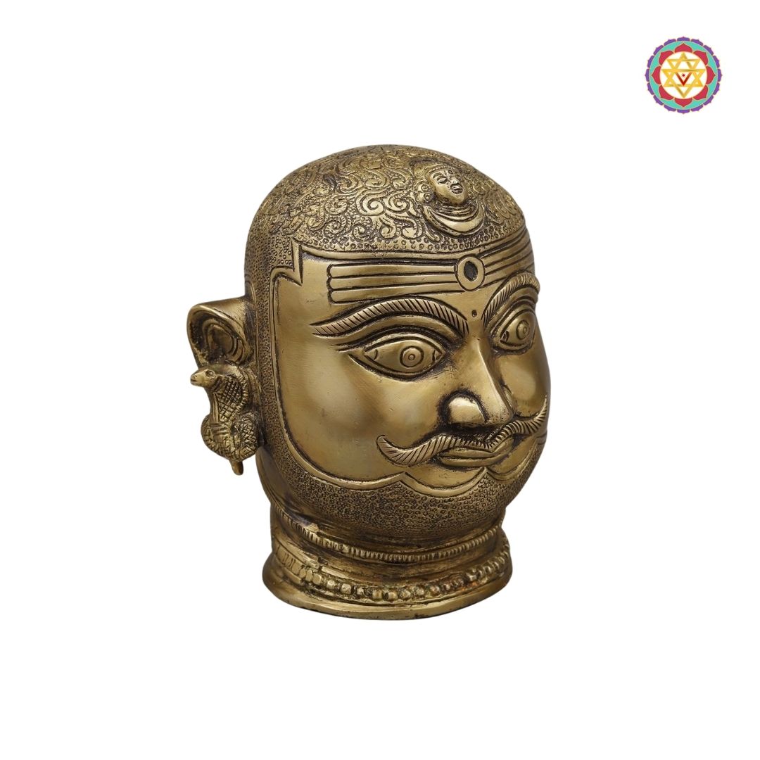 Brass Shiva Face – Rustic Charm in Golden Finish (6”)