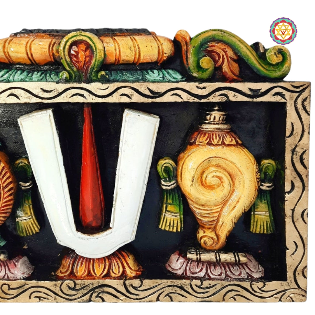 Front-on full view of Balaji wood wall hanging with floral accents