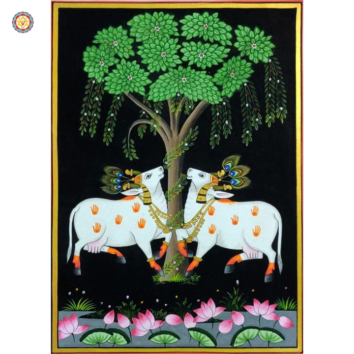 Pichwai: Cows with lotuses - under the Tree