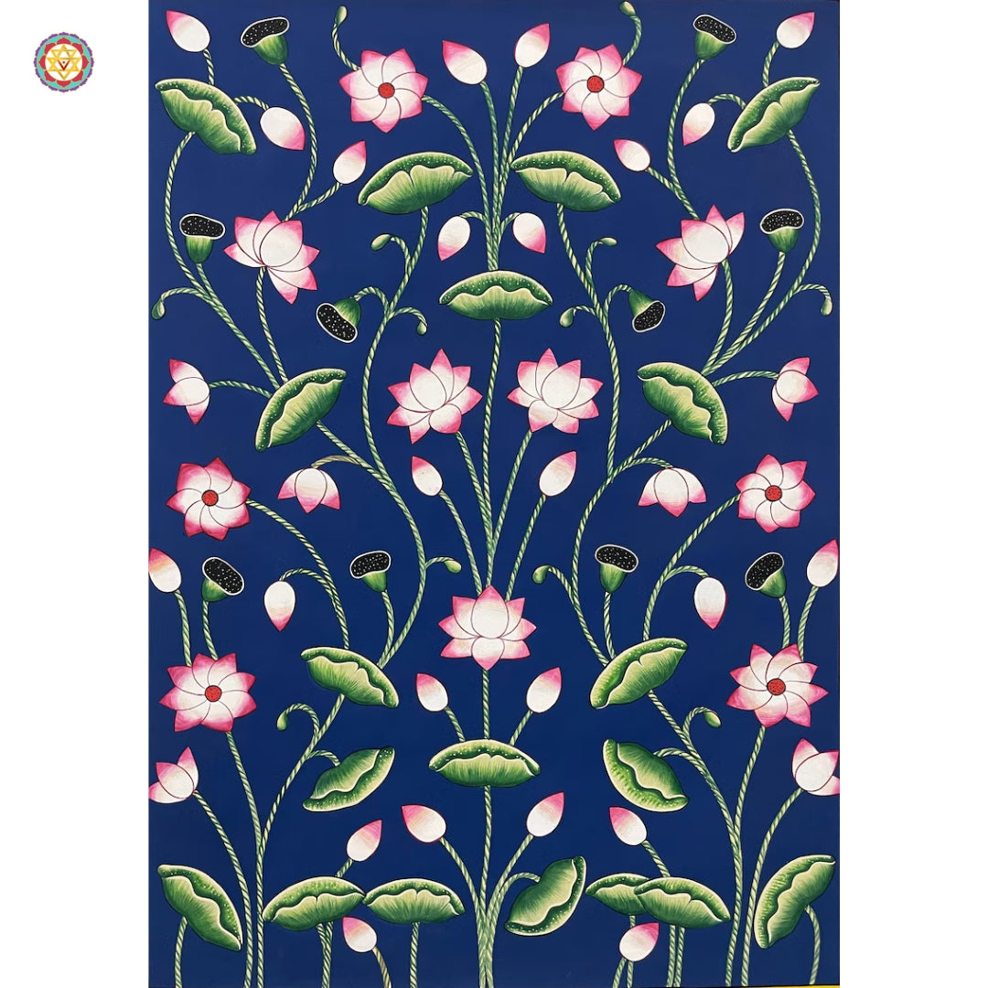 handpainted shrinathji with gopikas pichwai on cloth canvas