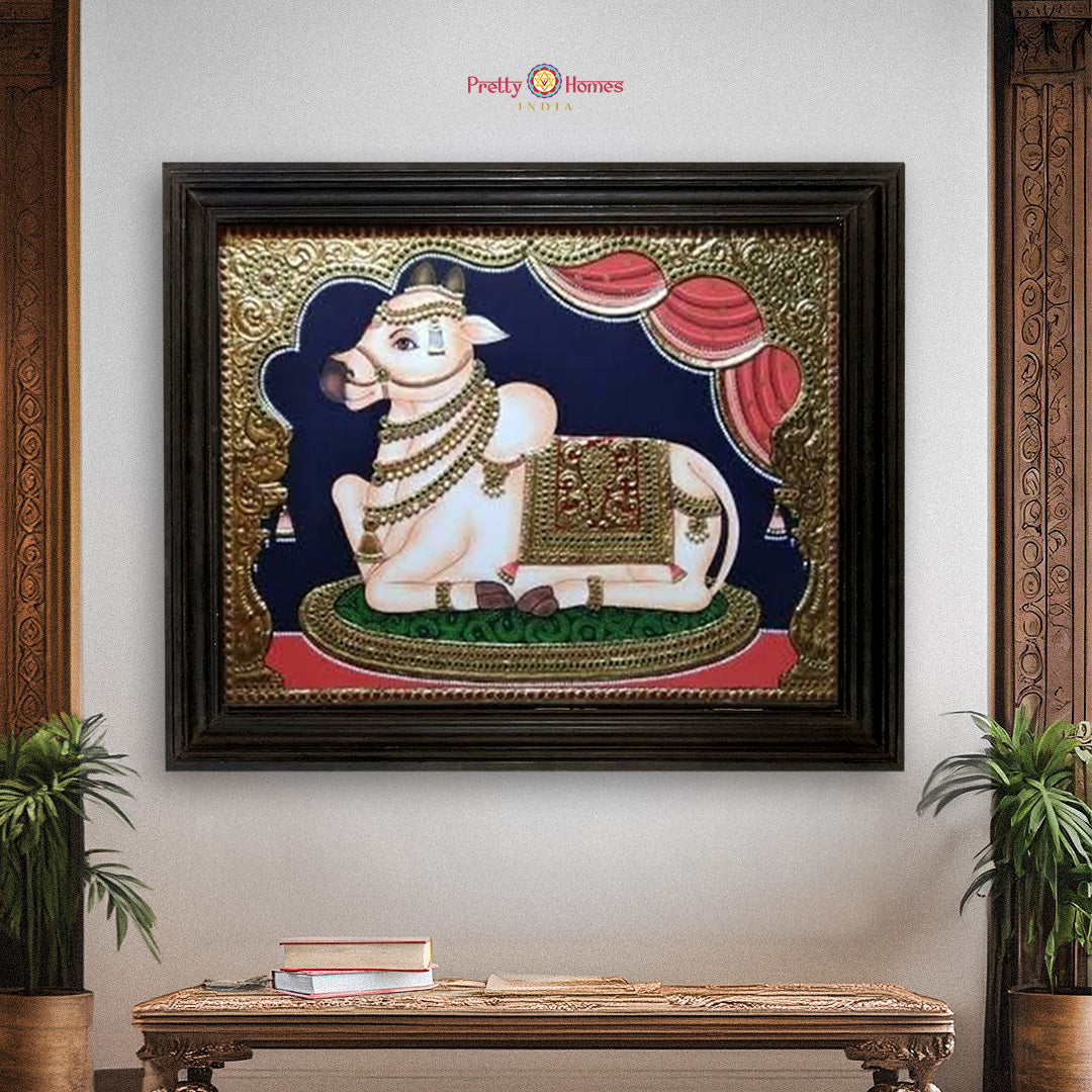 Handmade Tanjore Painting of Bal Krishna with Flute – Real Gold Work Devotional Artwork
