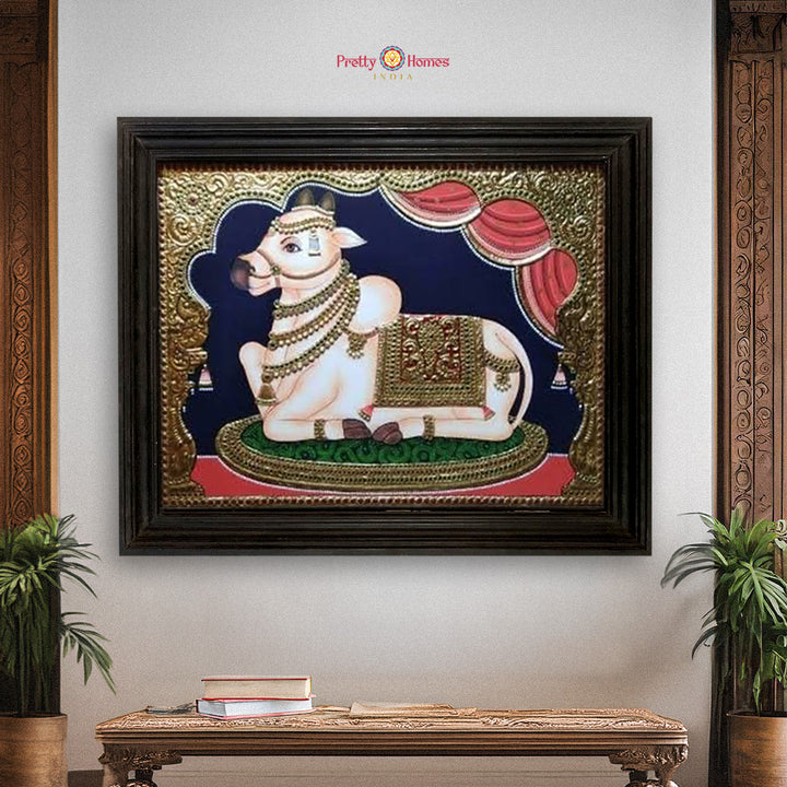 Handmade Tanjore Painting of Bal Krishna with Flute – Real Gold Work Devotional Artwork