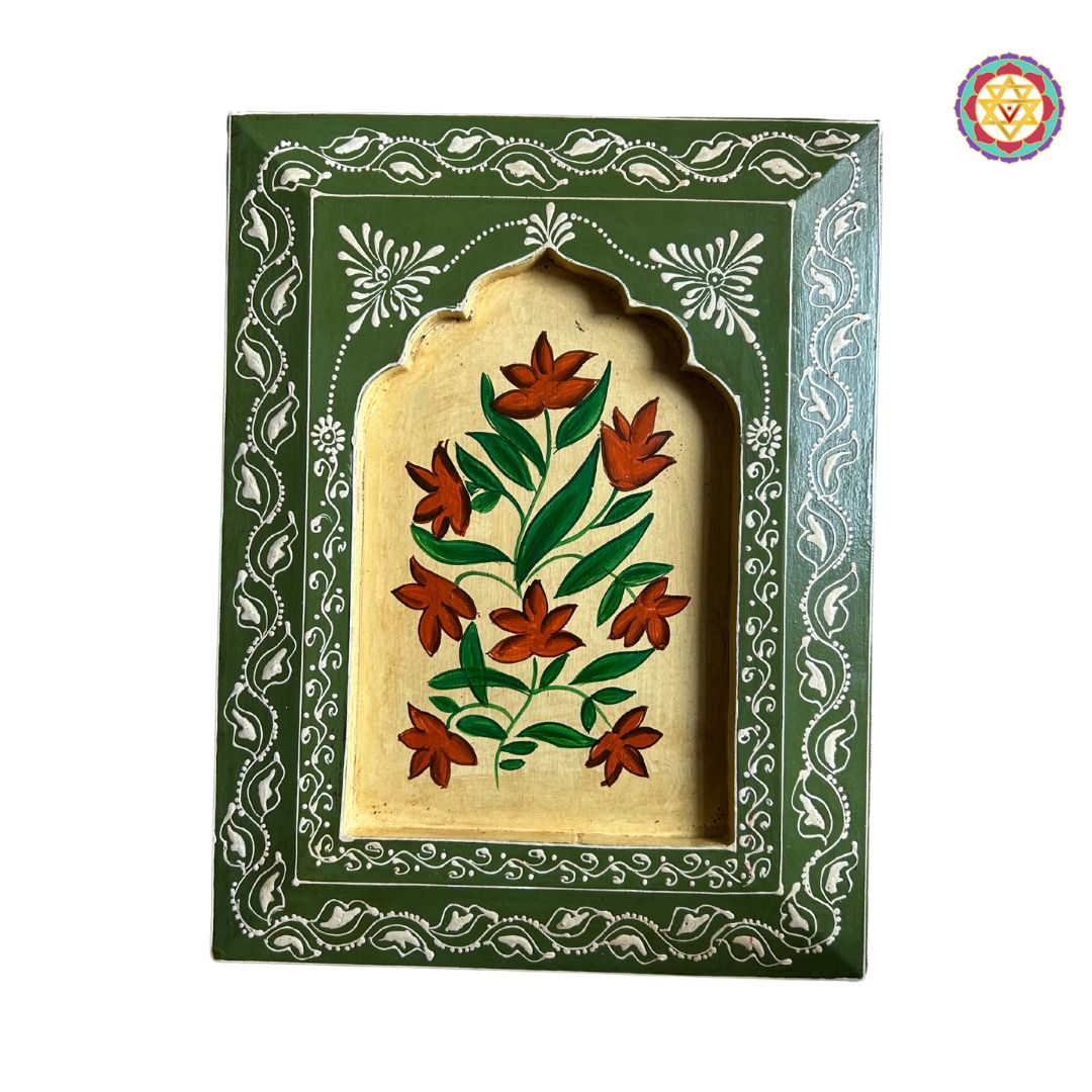 hand painted wooden frame vintage inspired artwork