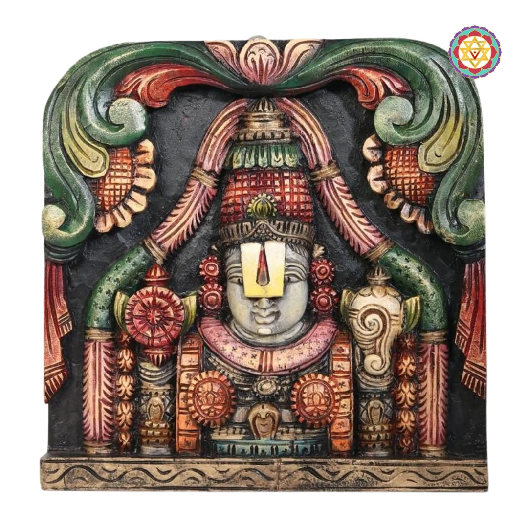 Woodcarved Tirupati Balaji Wall Mount.