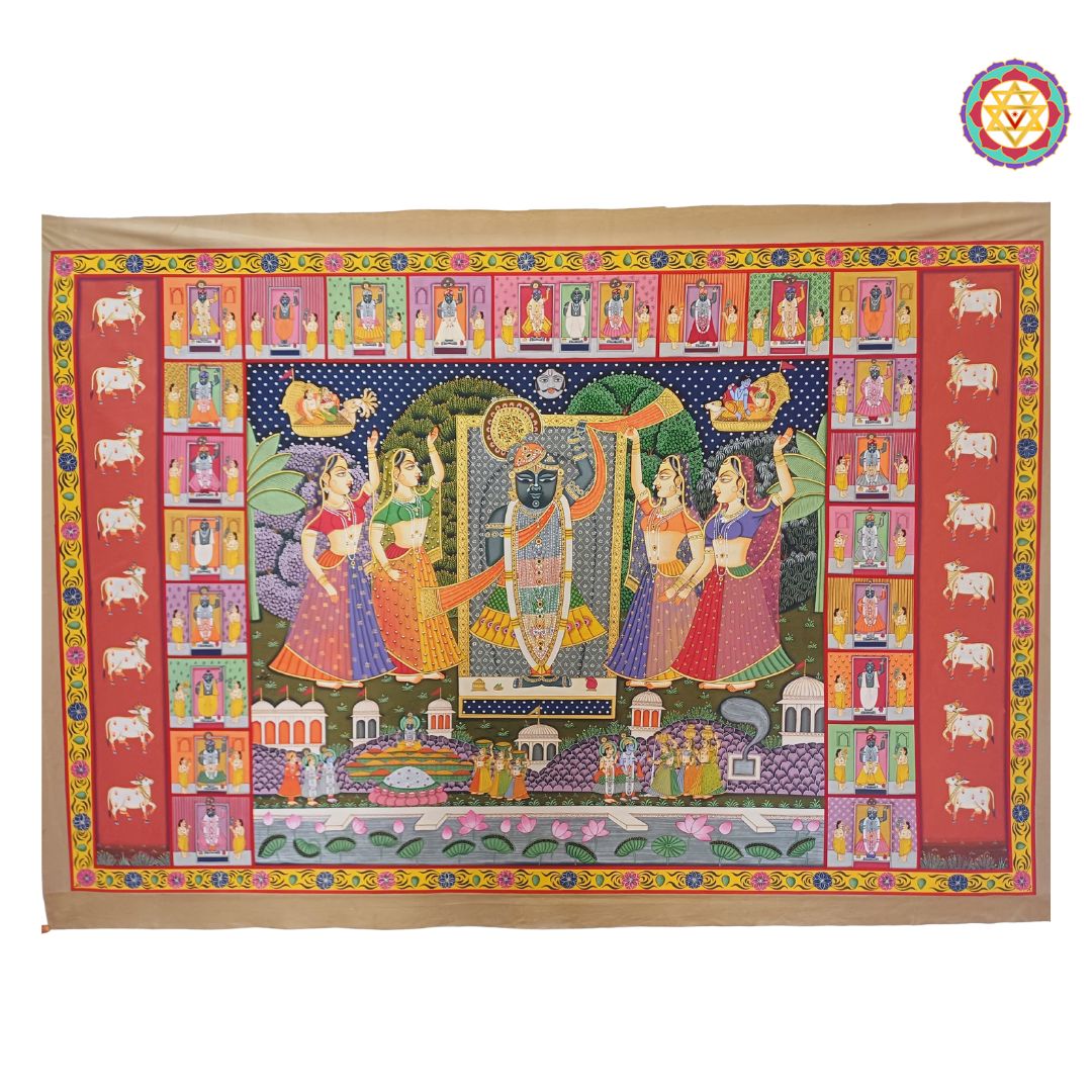 Large size hand-painted &nbsp;pichwai painting -Large Pichwai – Sharad Poornima various themes
