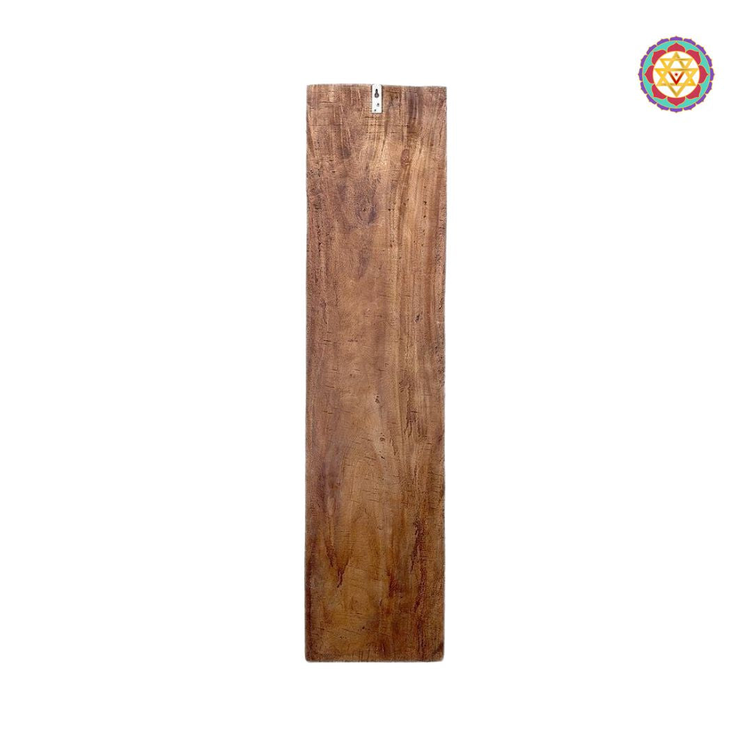 Back view of teakwood vertical panel with natural polish


