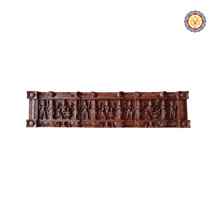 Handcrafted devotional wall display panel with intricate feminine goddess depictions
