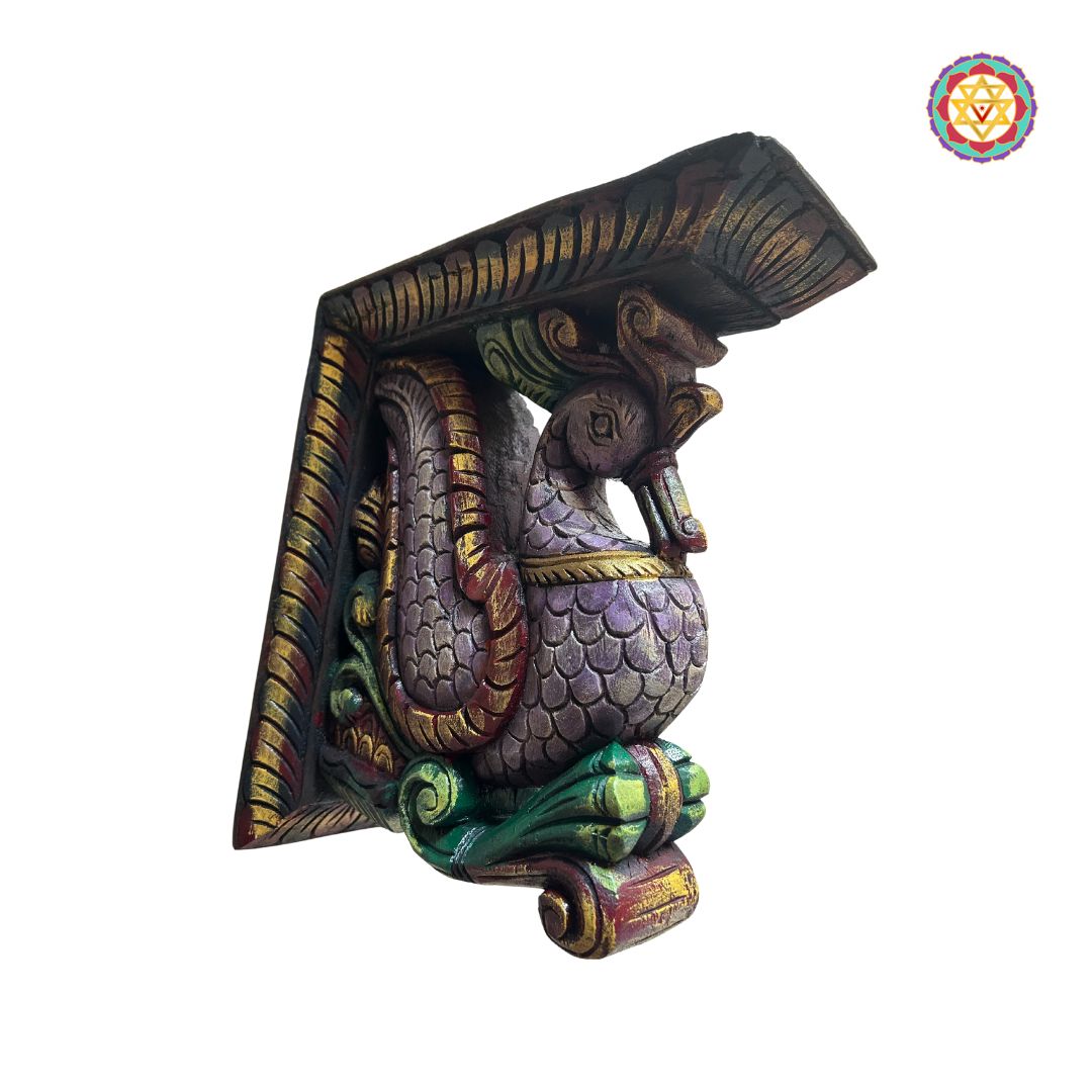 painted annam swan corbel pair styled above a prayer shelf or doorway