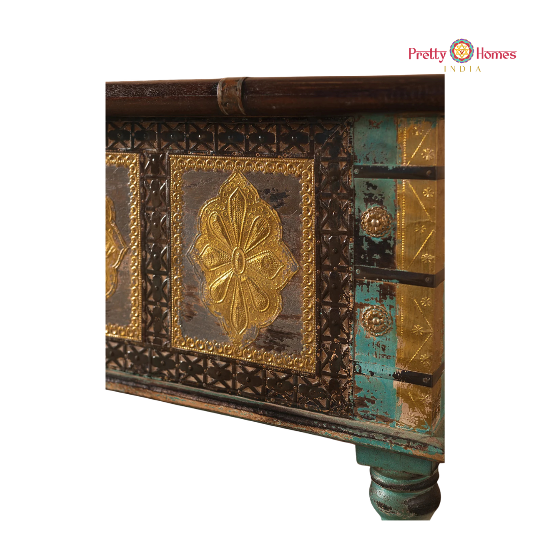 Large Wood-Carved Storage Trunk / Coffee Table