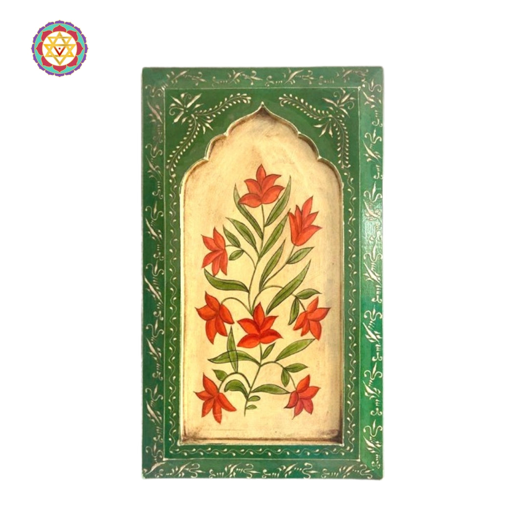 Pastoral Pichwai painting showing Krishna and devotees in lively village setting