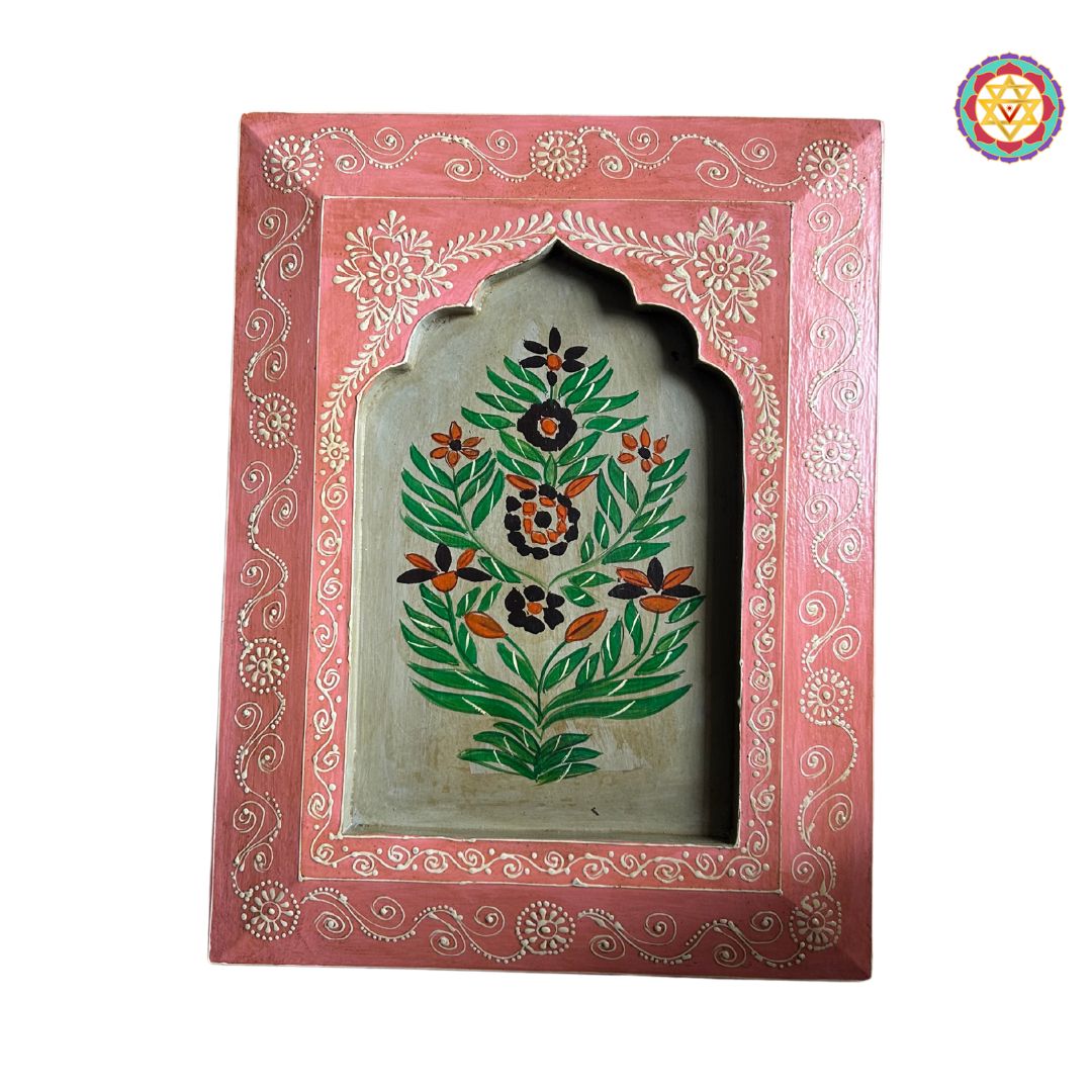 wooden frame handcrafted with painted motifs