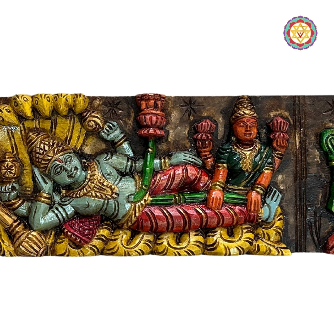 Chettinad/Tamilnadu style Wooden Wall  Tirupati Balaji Wall Panels with Sleeping Vishnu .Wall Hanging