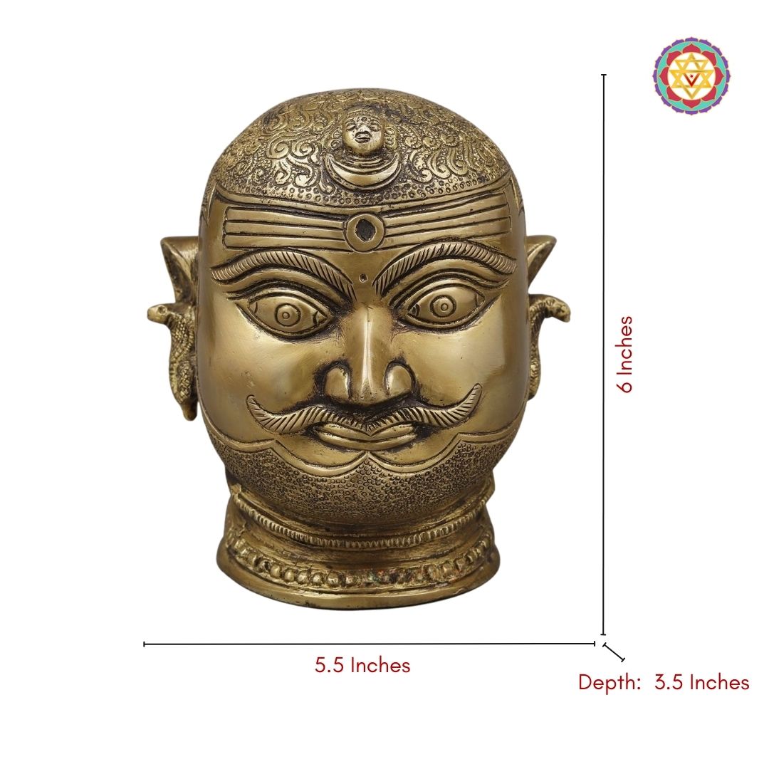 Brass Shiva Face – Rustic Charm in Golden Finish (6”)