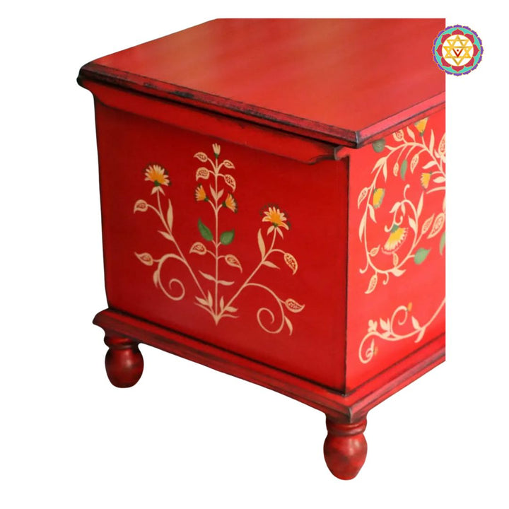 Woodcarved Hand Painted Solid Wood Storage Trunk,Wood Storage Box,Coffee Table,Living Room Furniture,Art And Decor
