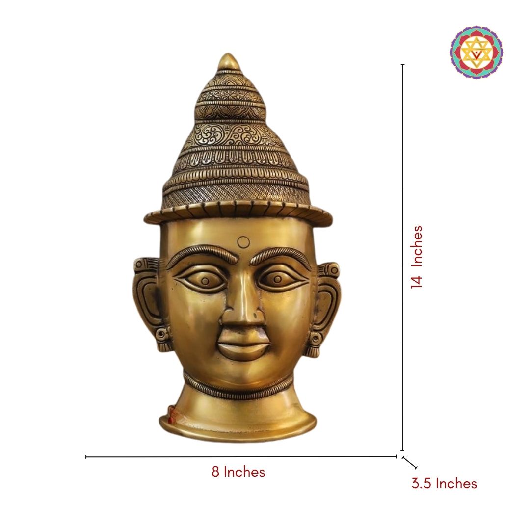 Brass Parvati Head Idol 14 – Handcrafted Golden Finish | Hindu Goddess