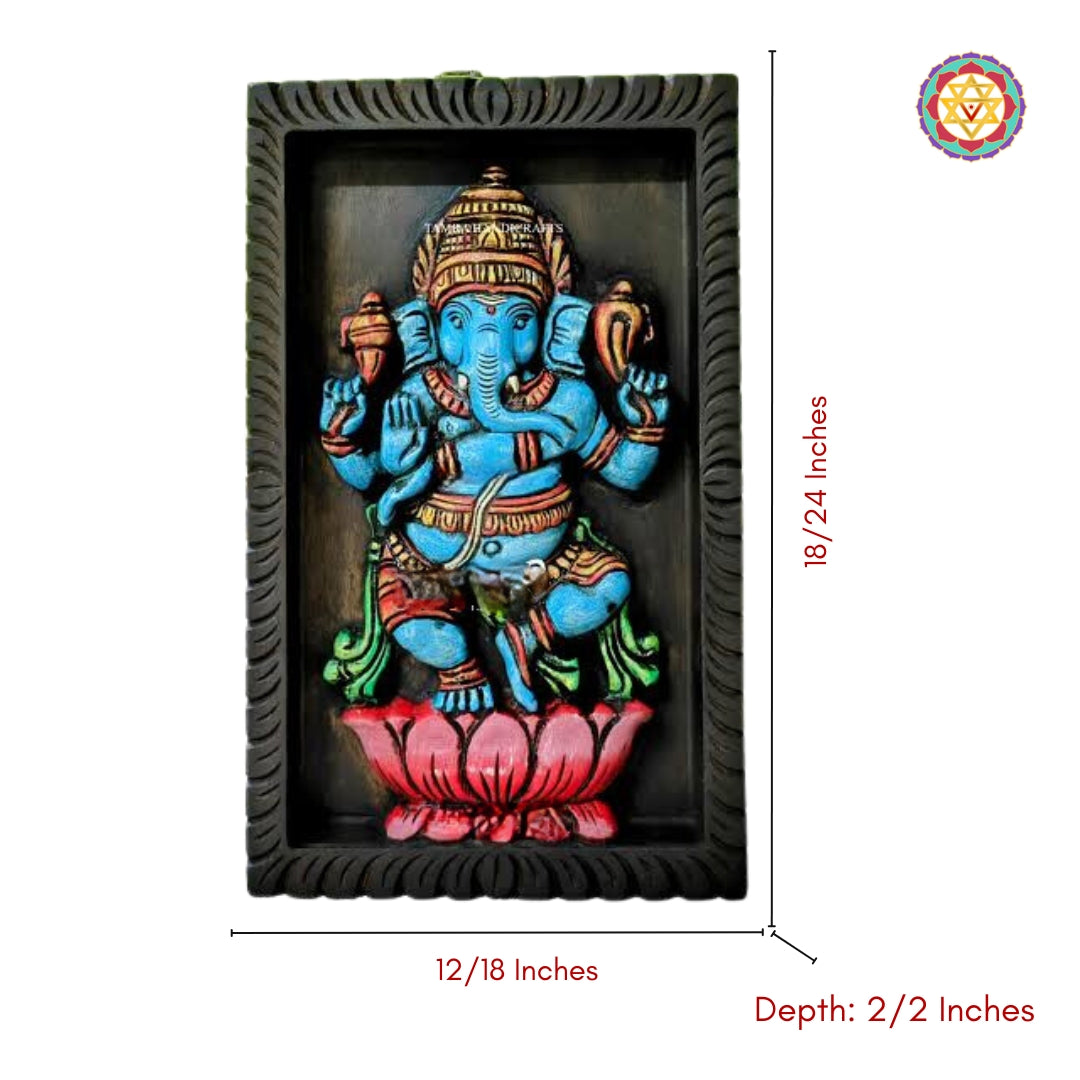 wood-carved ganesha in dancing form for indian home décor