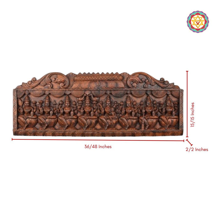 Woodcarved gopuram Design Astalaxmi panel /wall hanging.