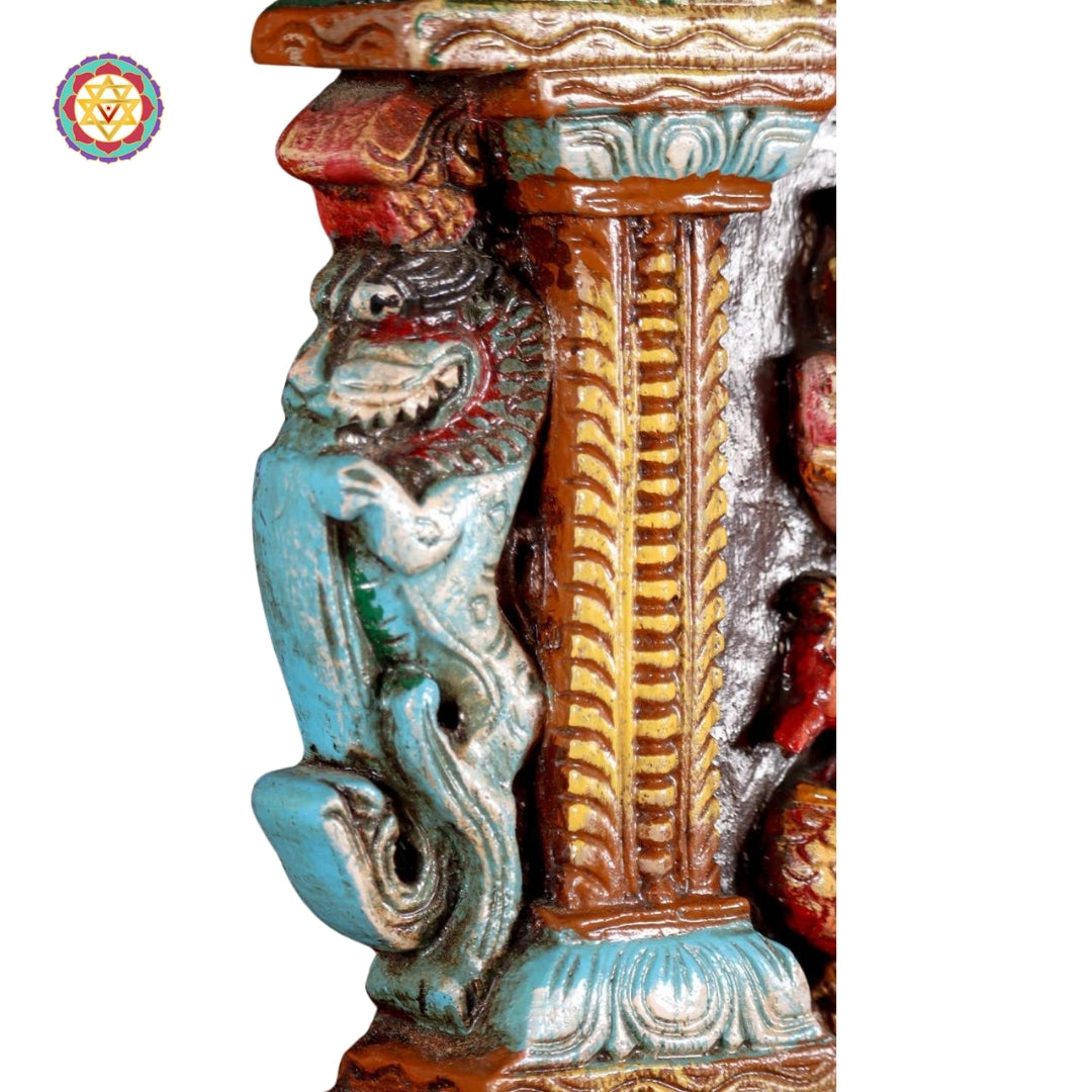 Hand-painted temple-style Murugan wooden panel