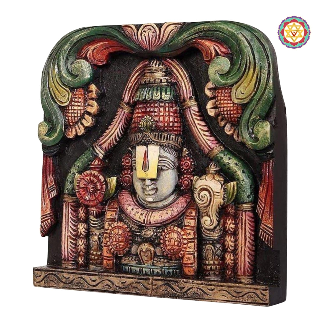 Woodcarved Tirupati Balaji Wall Mount.