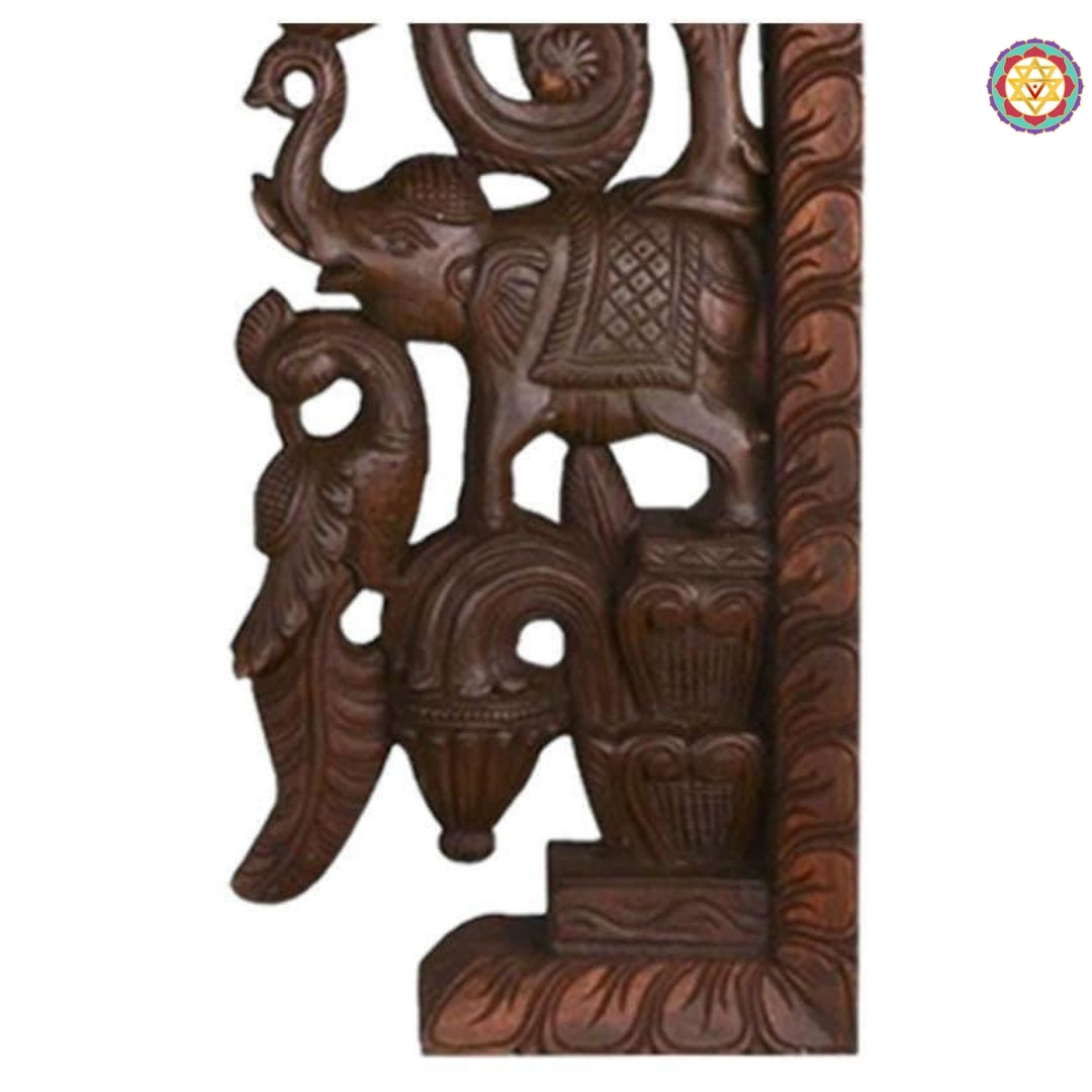 Entrance Decor Decorative Yaazhi With Elephants Wooden Wall Brackets (Single)