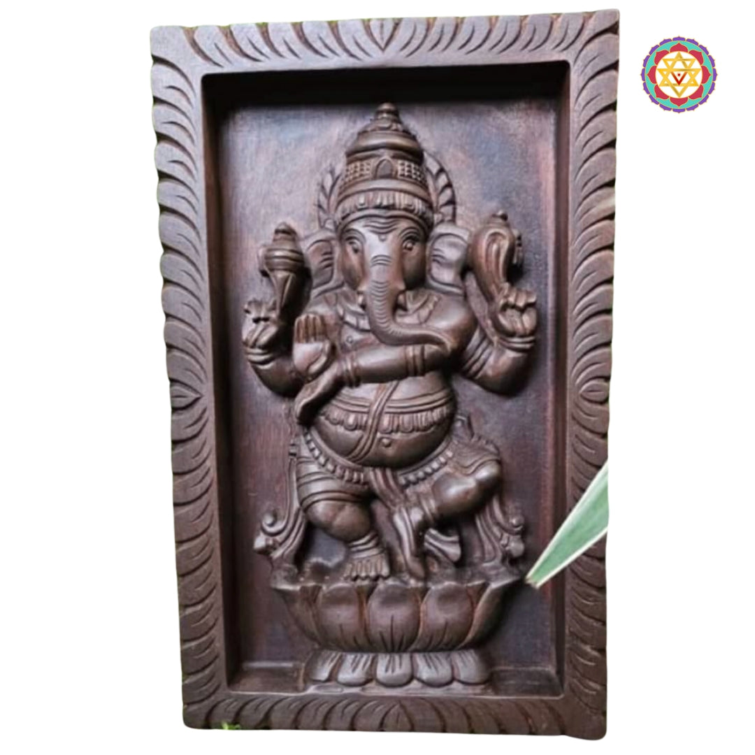 lord ganesha wooden statue in dancing pose for spiritual décor
