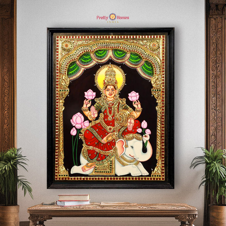 Handmade Tanjore Painting of Seated Nandi with Real Gold Work – Devotional Fine Art for Sacred Interiors