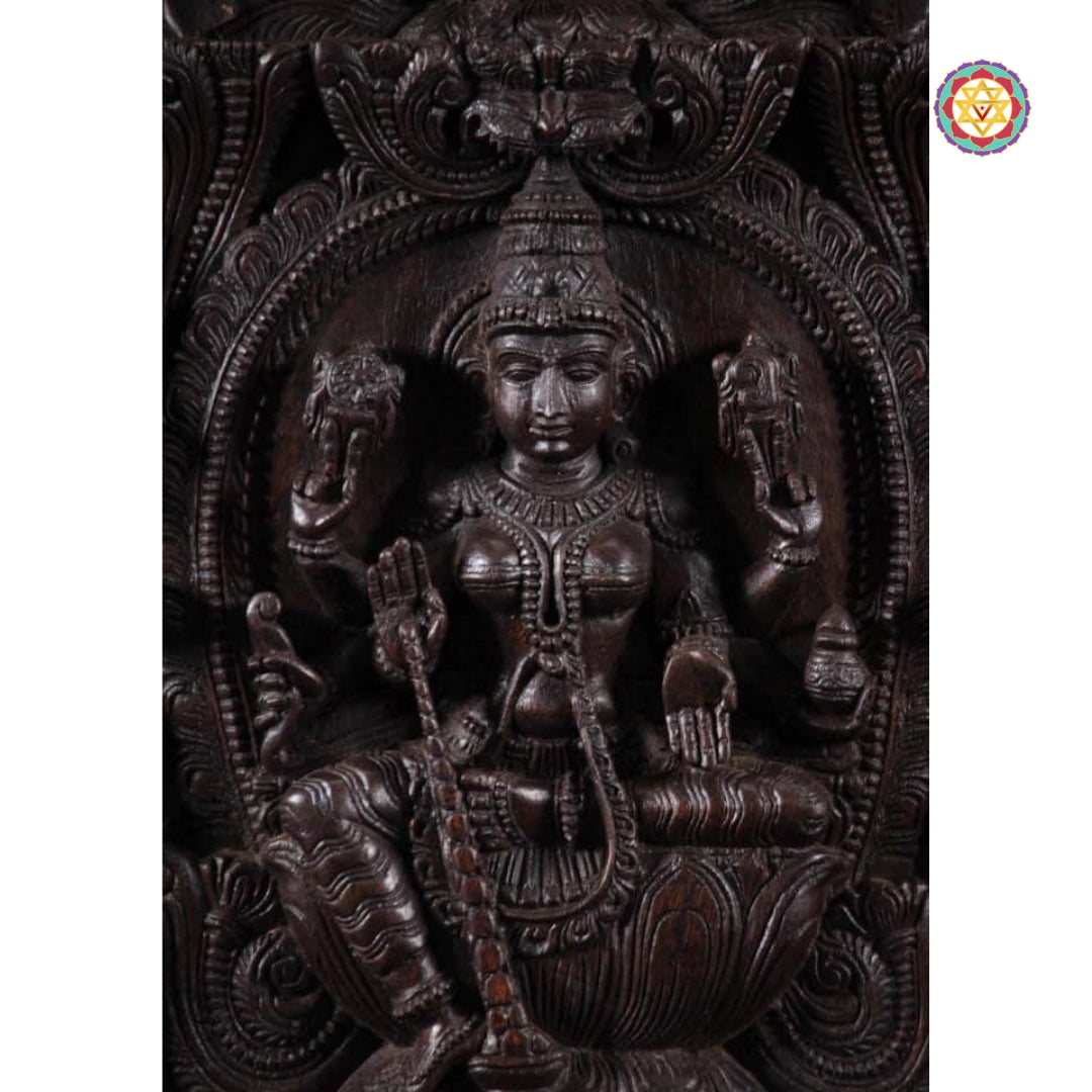 Square Astalaxmi Wall Panel /Wall Mount hanging .Handcarved on Wood.